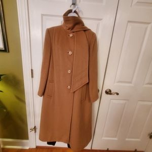 Vintage Youthcraft wool coat. Camel, size L, Attached neck scarf